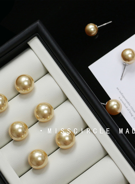 瑟可施家金色珍珠耳钉女999纯银2025新款爆款轻奢高级感气质大气