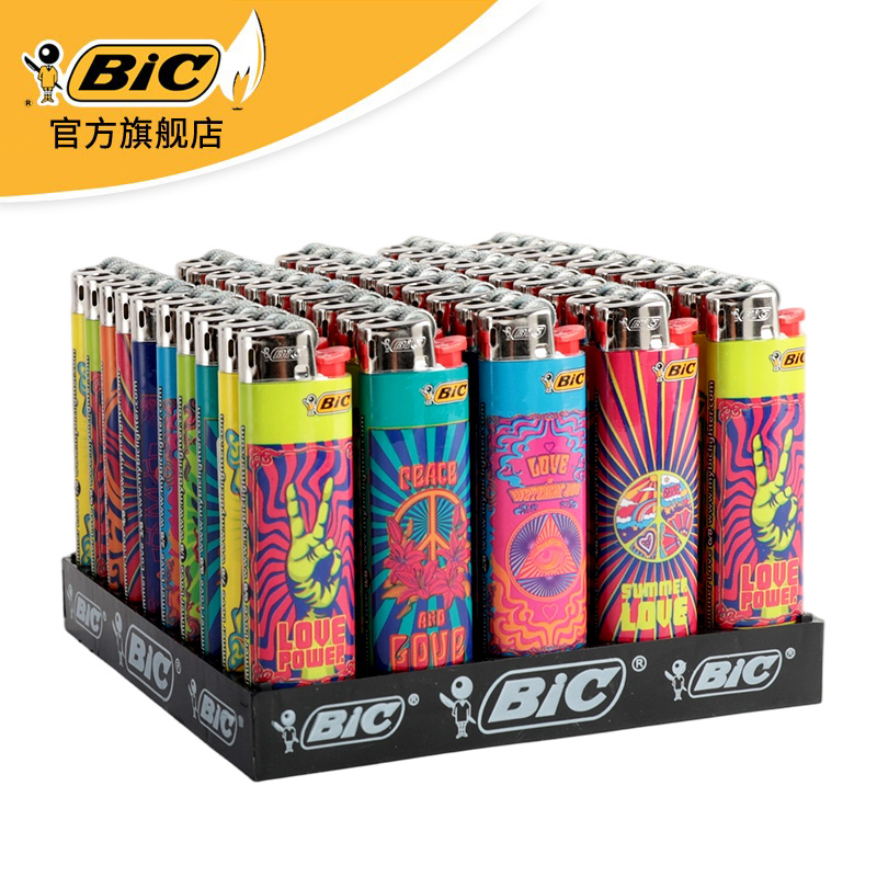 法国bic比克j3法国风情打火机滑轮整盒防爆一次性砂轮式家用齿轮