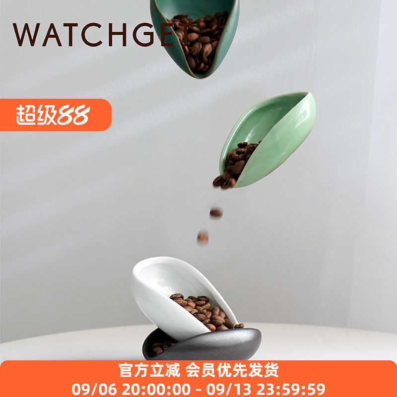 咖啡豆盘称分装盘子粉陶碟图片