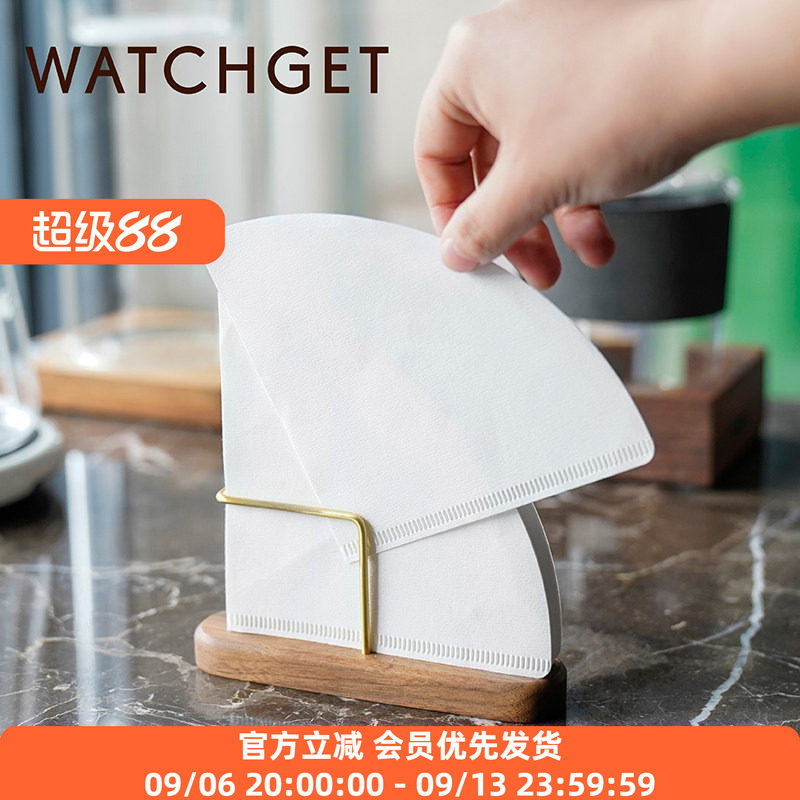 黄铜咖啡滤纸收纳架黑胡桃木v60图片