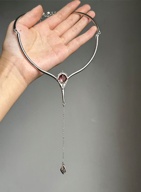 ICEC古着几何流苏吊坠独特项链复古精致中古锁骨链女