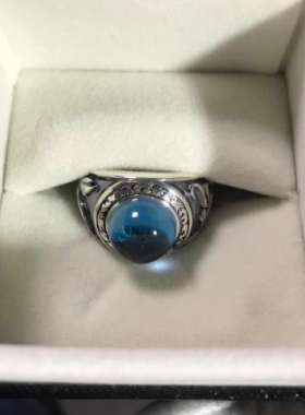 家庭教师托帕石大空戒指女欧美风复古教父戒指男