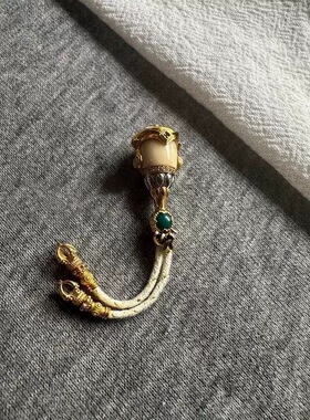 藏式文玩三通配饰弟子珠绿石背云万能轴DIY串珠项链配件