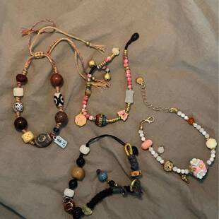 中式复古民族风手链女2023年秋冬新款天然石串珠手绳配饰古着手饰