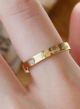 四叶草三合一戒指女玫瑰金抖音同款18K金食指戒学生