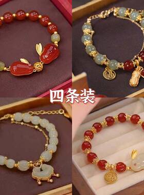 新中式长命锁玉兔手链女款ins高颜值学生手串闺蜜古风生小众礼物