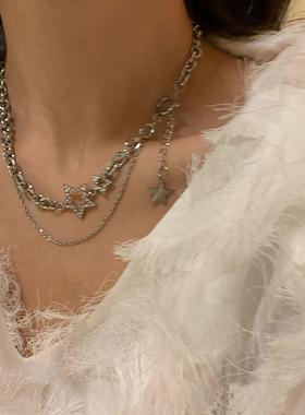 YH高级感星星双层项链女冷淡风ins嘻哈短款锁骨链潮气质链条颈链