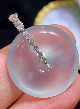 甜甜圈吊坠翡翠平安扣专用扣头diy配件夹扣卡扣挂坠白金色扣子