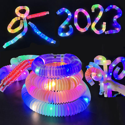 儿童LED灯光发光减压伸缩水管小玩具新款创意夏季摆夜市夜场热卖