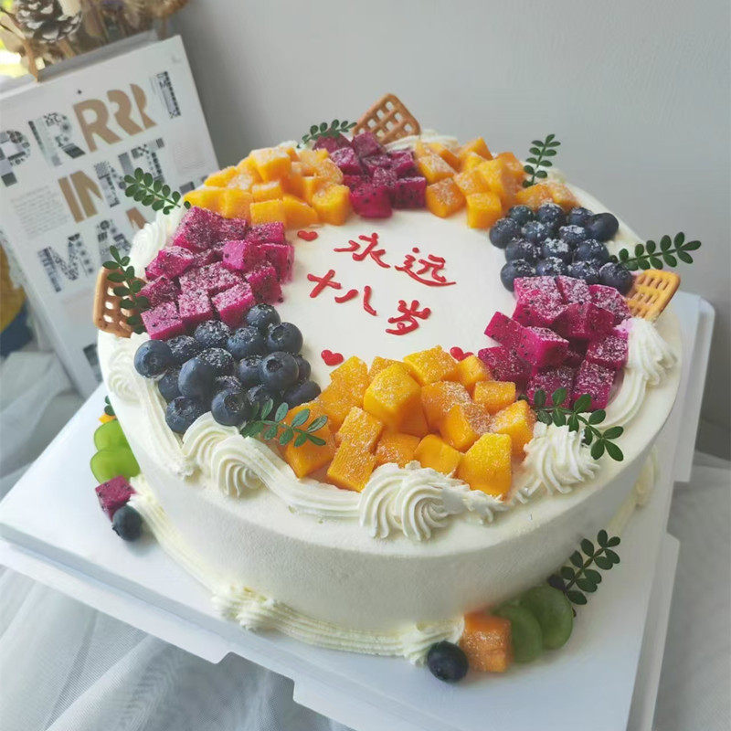 水果创意生日蛋糕呼和浩特托克托和林格尔武川清水河县店同城配送