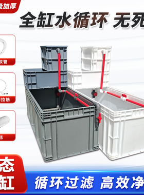 龟箱乌龟缸周转箱过滤箱生态循环加厚养龟周转箱鱼龟混养环形出水