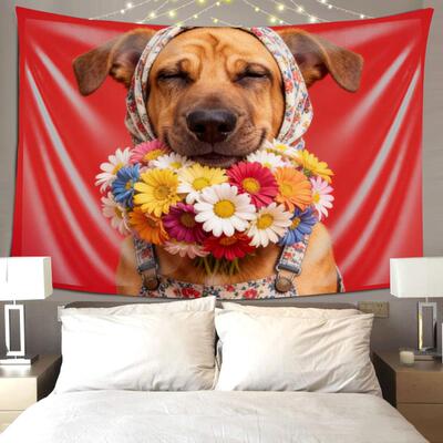 席勒猎犬 宠物狗狗装饰画油画悬挂布寝室卧室挂画ins风格