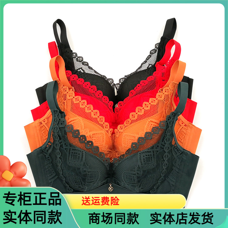 贵夫人内衣新款蕾丝AB厚杯桑蚕丝无钢圈聚拢上托收副乳文胸1192A