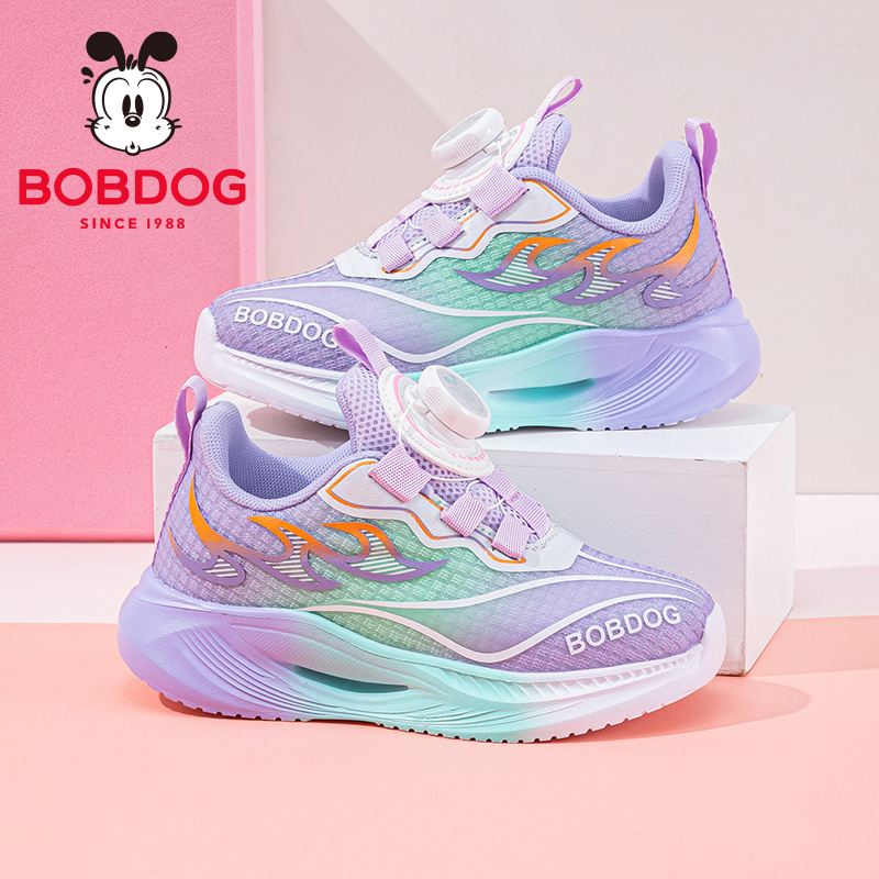 巴布豆童鞋女童纽扣运动鞋2025新款秋季校园篮球鞋女孩儿童跑步鞋