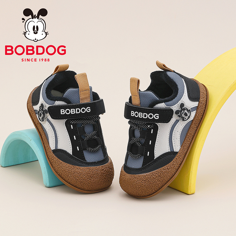 巴布豆童鞋官方旗舰店正品儿童宝宝加绒鞋冬季鞋加厚男童学步鞋女