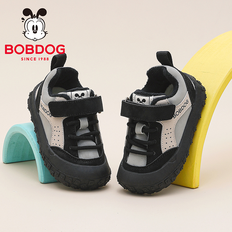 巴布豆童鞋官方旗舰店儿童加绒鞋冬季男宝宝加厚学步鞋男童二棉鞋