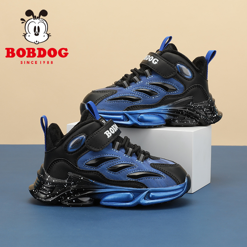 巴布豆童鞋冬季加绒男童运动鞋