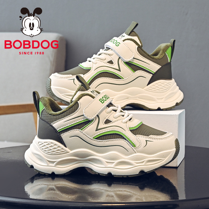 巴布豆童鞋男童鞋子加绒2025新款冬季保暖二棉鞋大童女儿童运动鞋