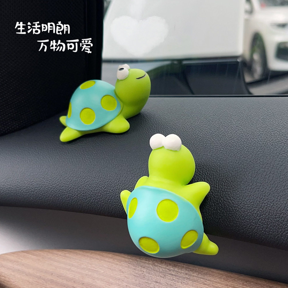 新款卡通小乌龟树脂工艺品动物摆件汽车显示屏苔藓多肉装饰小摆件