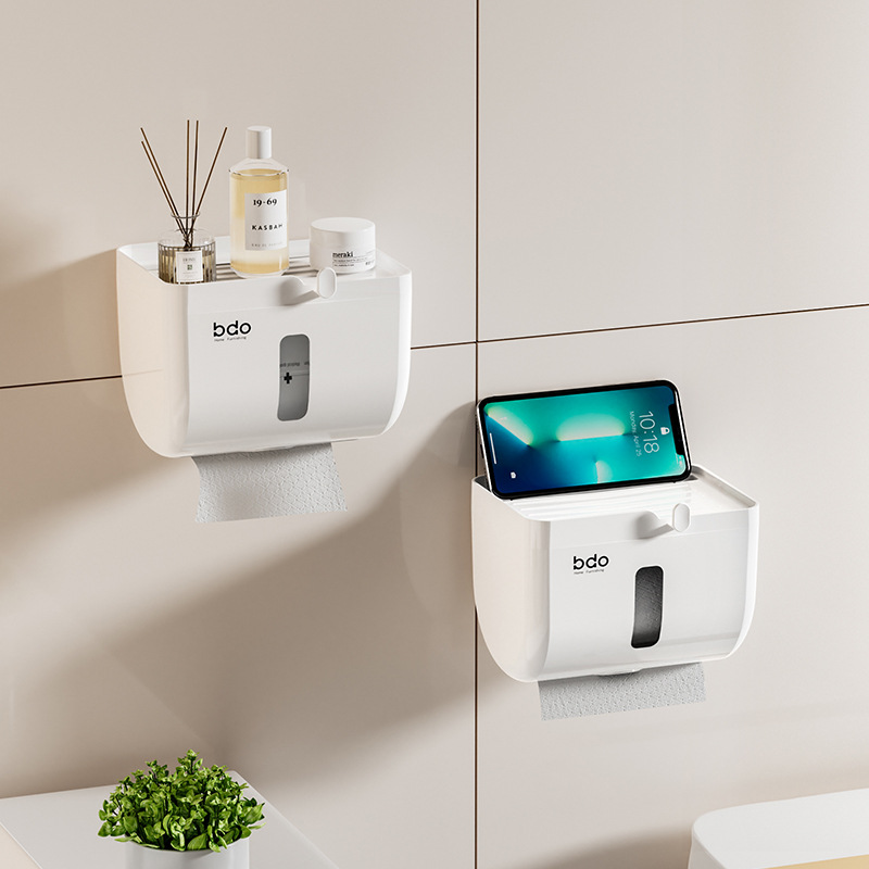 厕所纸巾盒免打孔防水壁挂式卫生