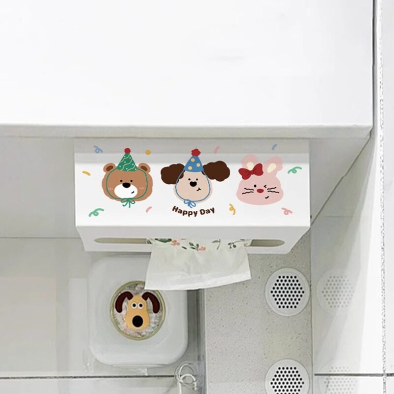 卡通厨房纸巾盒倒挂免打孔橱柜抽