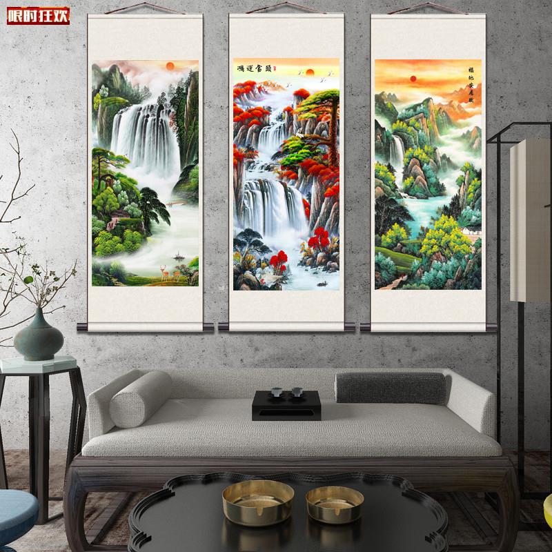 出泰山挂画有山无水画靠山图客厅书房玄关装饰y画山水丝绸卷轴画