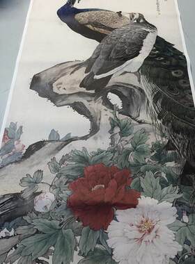 奎龄上林春色图孔雀花鸟国画绢画名画真迹复制画新i中式装饰画