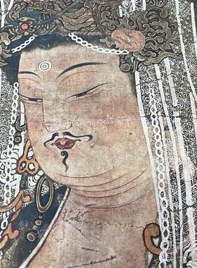 -佚名-V竹篮观音大士图国画人物微喷复制画仿古装饰画鱼篮
