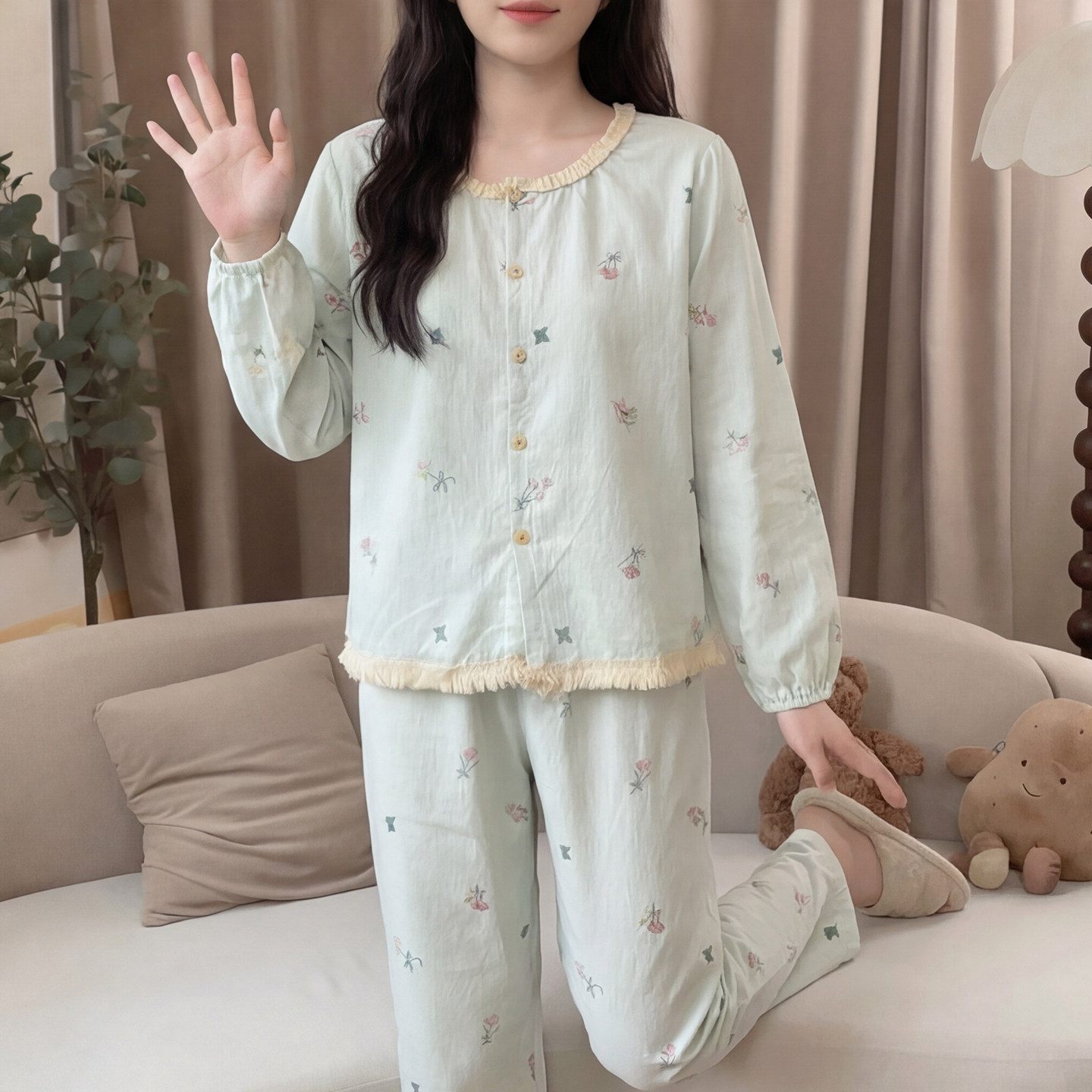 2026新款睡衣女春秋季长袖云朵棉法式温柔公主风流苏家居服套装夏