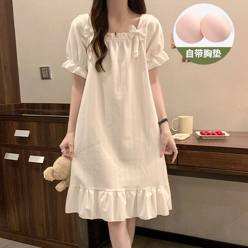 带胸垫睡裙睡衣女款春秋款2025新款夏季短袖公主风孕妇居家服外穿