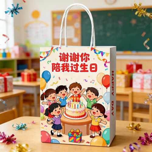 儿童生日伴手礼装零食牛奶用牛皮纸袋礼品袋礼物包装手提袋子