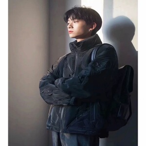 GXG男装23年冬款黑色立领短款加厚羽绒服男休闲外套潮 GD1111615I