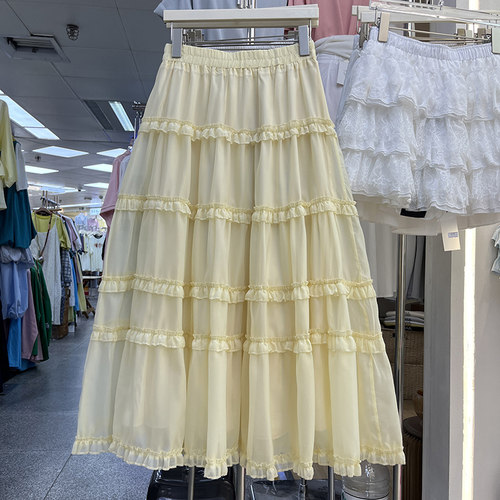 重工层层花边a字半身裙