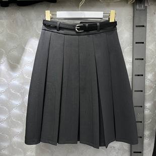A字显瘦气质中裙 学院风高腰百褶半身裙女灰色西装 2026春季 新款