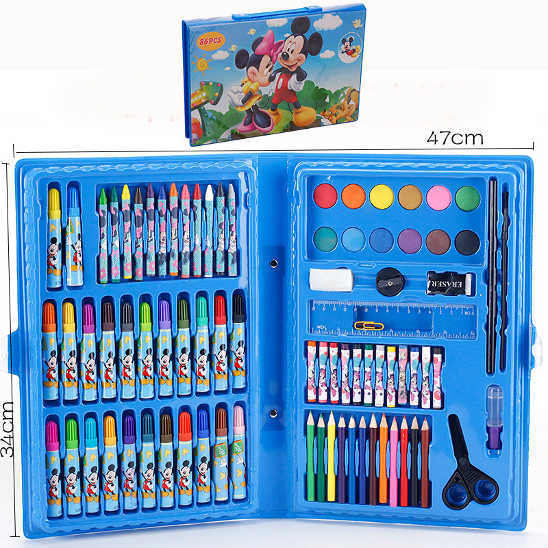 包邮迪斯尼儿童水彩笔套装46件可水洗无毒画笔 学生彩色笔绘画笔