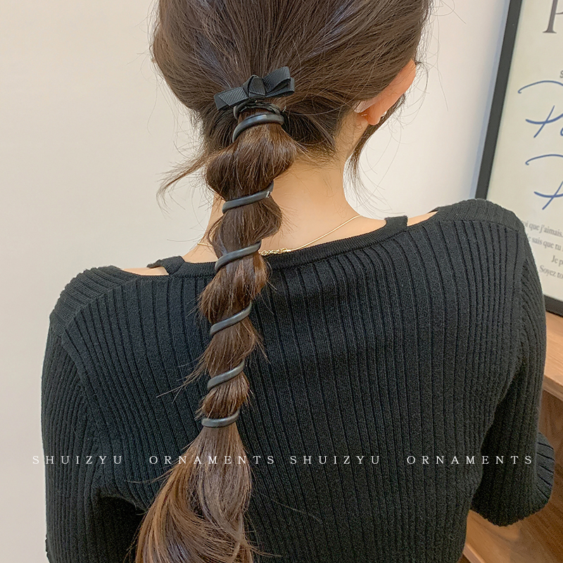 蝴蝶结直条电话线发圈女2023新款头绳气质发绳高弹不伤发皮筋头饰