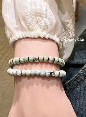 景德镇新款陶瓷手串百搭小清新复古冰裂瓷珠学生礼物陶瓷手链