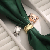 高品质简约光面单孔扣衬衫 飘带固定围巾丝巾环衣角打结光滑方巾扣