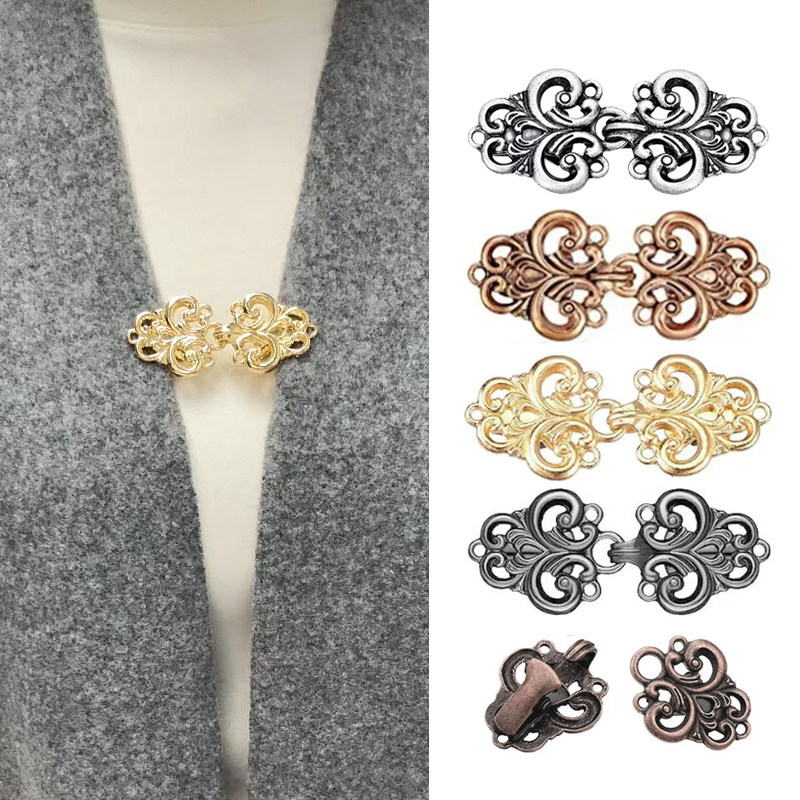 复古风合金子母扣唐装汉服旗袍挂钩对扣斗篷开衫纽扣服装胸针配件