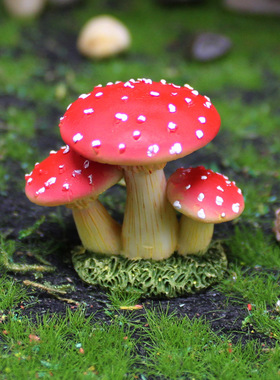 创意仿真蘑菇苔藓微景观树脂摆件