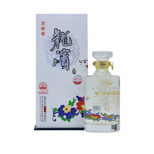 龙滨酒48度芝麻香圆柱玻璃瓶 2014年灌装白酒500ml老酒收藏鉴赏