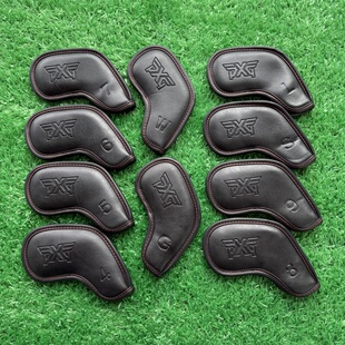 高档铁杆套P.X.G铁杆保护套 高尔夫球杆帽套10只一组黑色磁吸