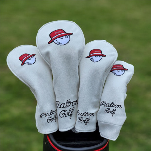 高尔夫木杆套球头保护套发球木PU帽套韩国渔夫帽球杆套白色