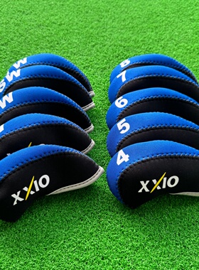 XXIO铁杆套 XX10铁杆保护套 高尔夫球杆帽套10只一组蓝黑色