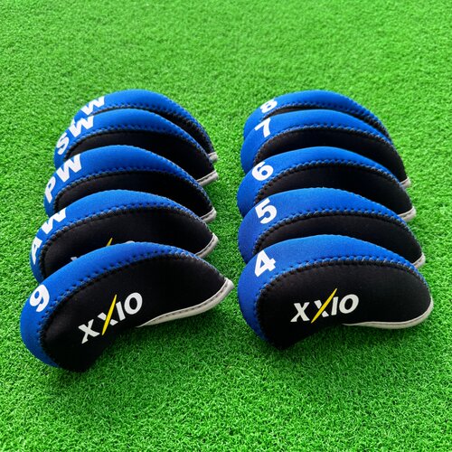 XXIO铁杆套 XX10铁杆保护套 高尔夫球杆帽套10只一组蓝黑色