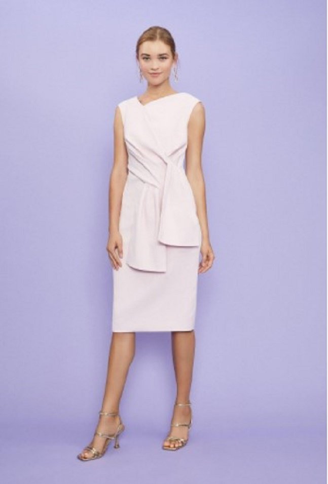 限时折coast21夏季新款v领无袖纯色修身时尚气质中长款铅笔礼服裙