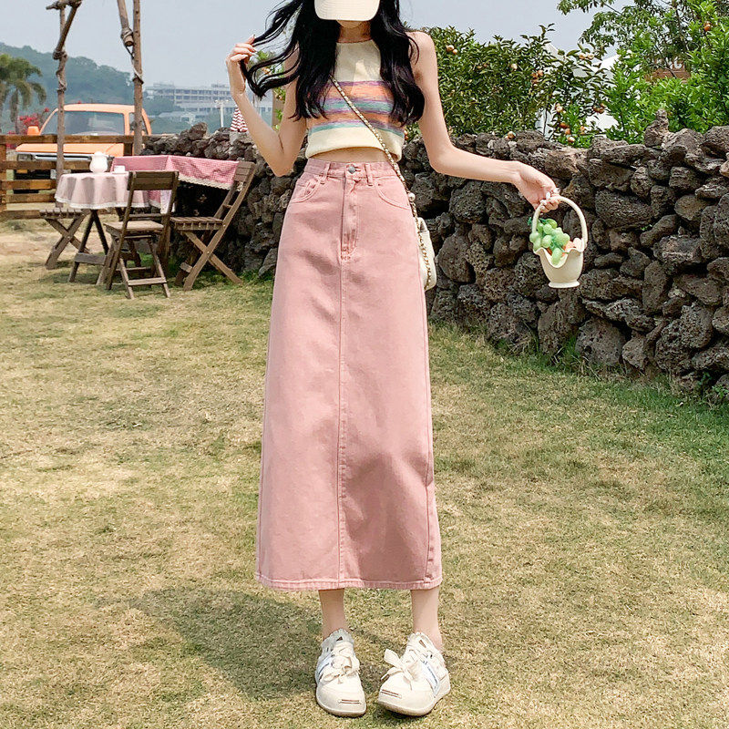 牛仔半身裙女2026年春季新款梨型身材微胖穿搭包臀后开叉a字半裙