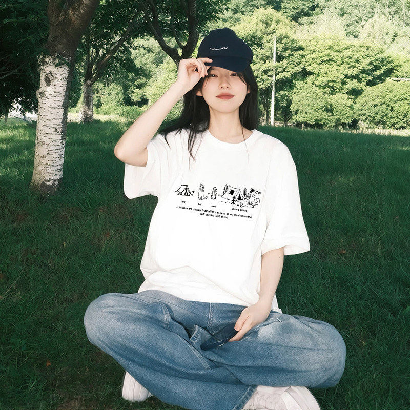 白色短袖t恤女2026新款夏季爆款宽松显瘦纯棉半袖小众设计感上衣