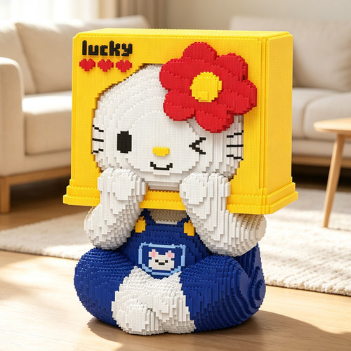 创意幸运纸袋Kitty潮玩拼装积木