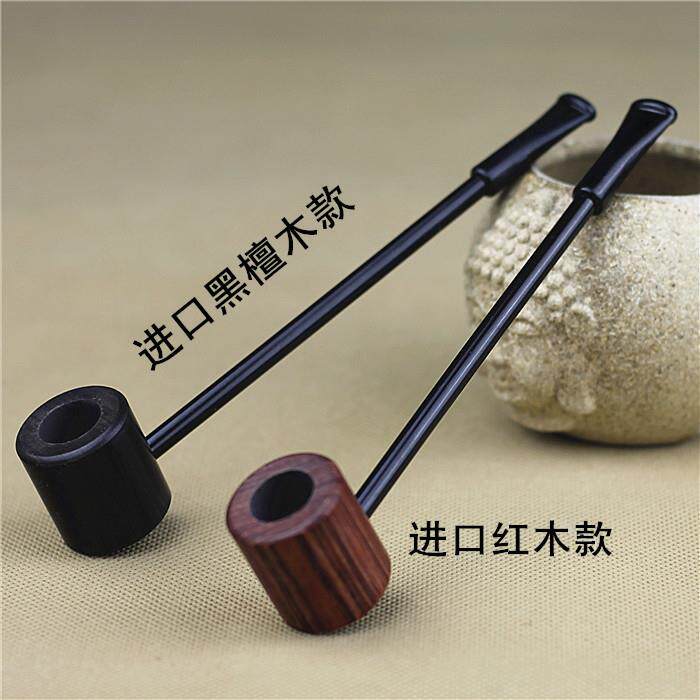 乌木直杆实木烟斗黑檀木老式手工耐用烟斗红檀木雕刻烟斗实木烟嘴